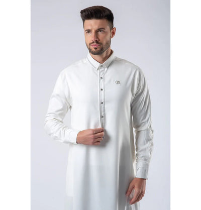 Modefa Thobe Men's Casual Full Length Islamic Thobe AAR2405 Urban White