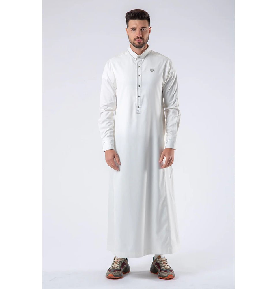 Modefa Thobe Men's Casual Full Length Islamic Thobe AAR2405 Urban White