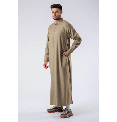 Modefa Thobe Men's Casual Full Length Islamic Thobe LW23001 Moss Brown