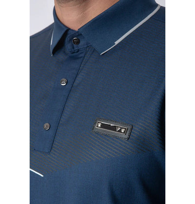 Modefa Thobe Men's Casual Full Length Islamic Thobe LWR2410 Linear Navy Blue