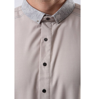 Modefa Thobe Men's Casual Full Length Islamic Thobe LWR2419 Bone Gray