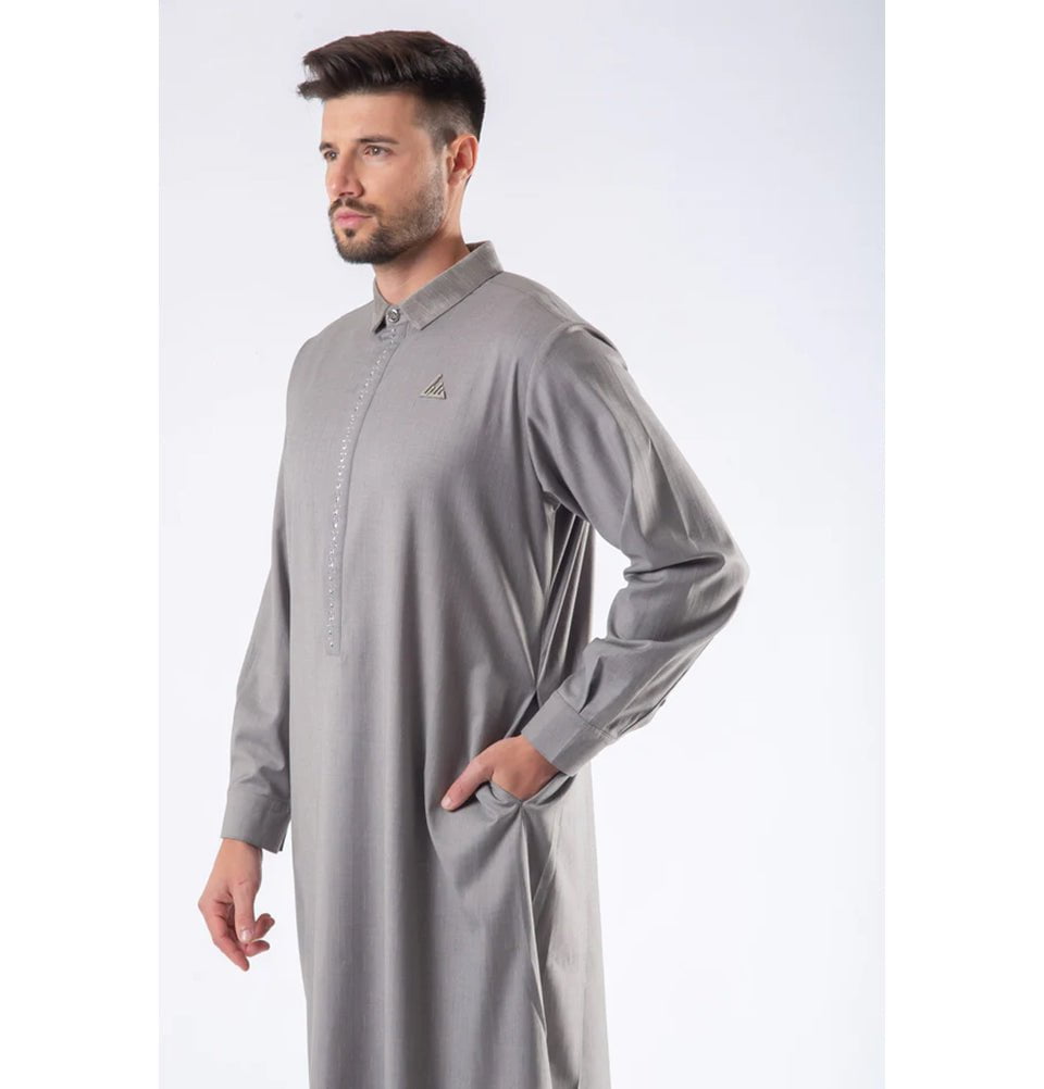 Modefa Thobe Men's Casual Full Length Islamic Thobe LWR2421 - Fossil Gray