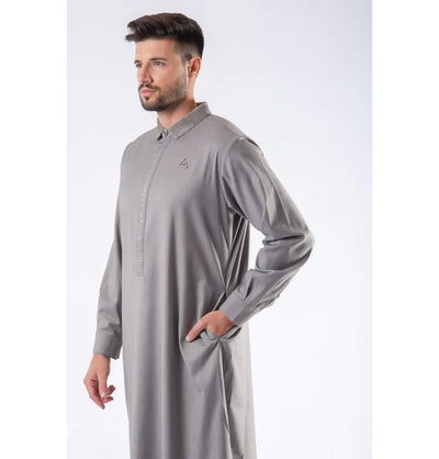 Modefa Thobe Men's Casual Full Length Islamic Thobe LWR2421 - Fossil Gray