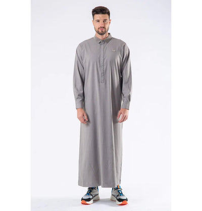 Modefa Thobe Men's Casual Full Length Islamic Thobe LWR2421 - Fossil Gray