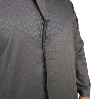 Modefa Thobe Men's Casual Full Length Islamic Thobe Yemeni Grey