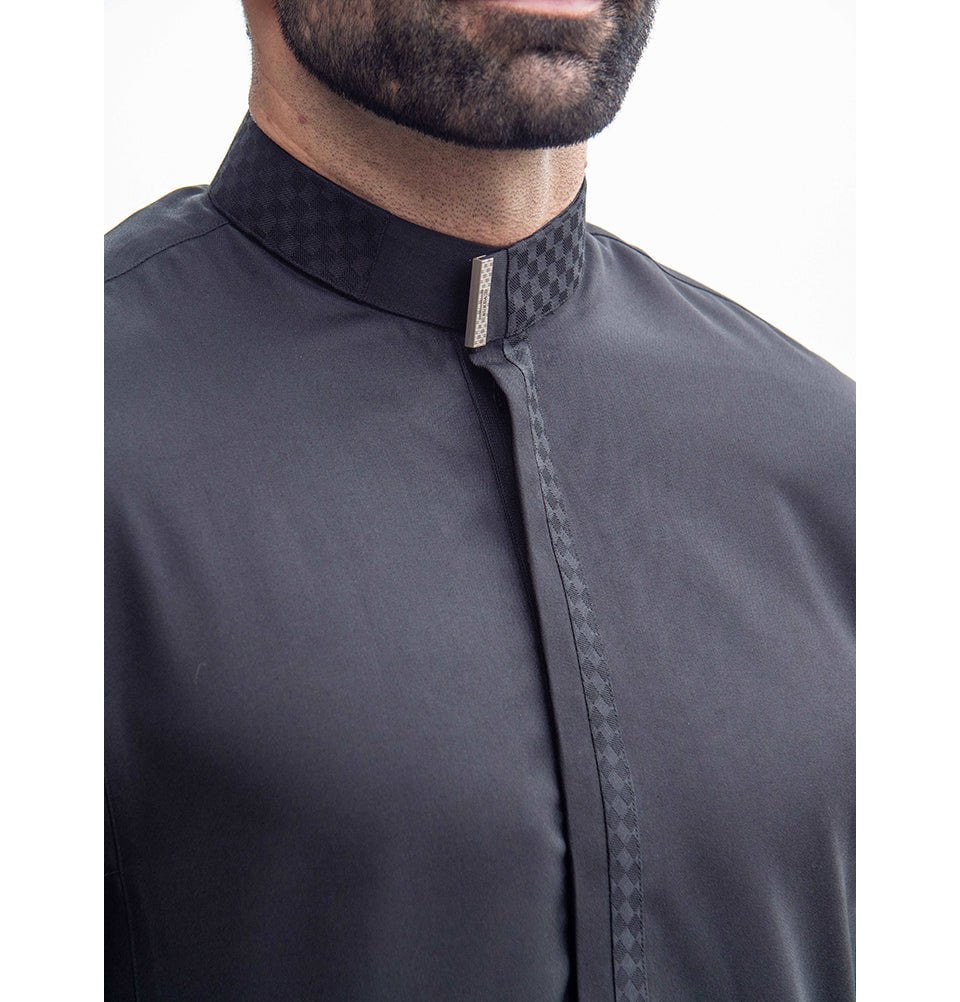 Men's Full Length Islamic Thobe 107 - Sleek Midnight Black
