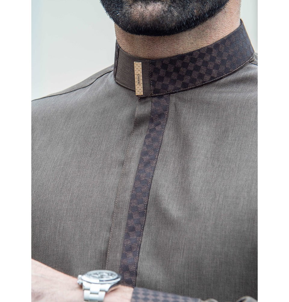Men's Full Length Islamic Thobe 107 - Smooth Chocolate Brown