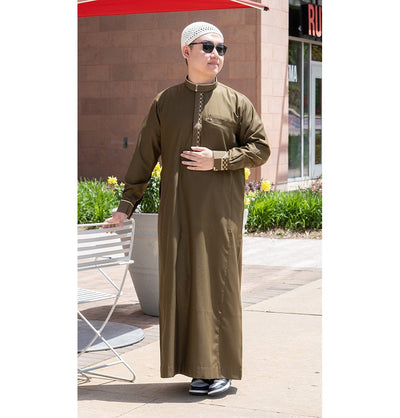 Modefa Thobe Men's Full Length Islamic Thobe 116 Olive Branch