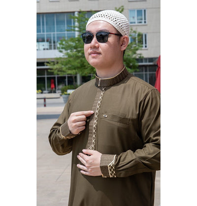 Modefa Thobe Men's Full Length Islamic Thobe 116 Olive Branch
