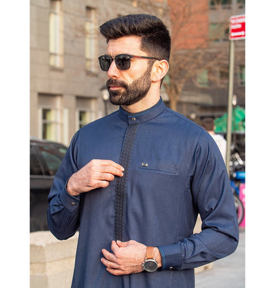 Modefa Thobe Men's Full Length Islamic Thobe 120 - Oriental Navy Blue