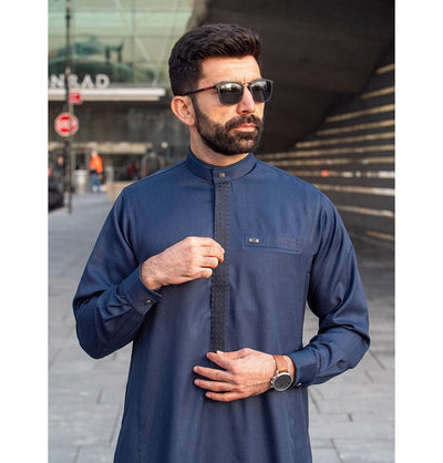 Modefa Thobe Men's Full Length Islamic Thobe 120 - Oriental Navy Blue