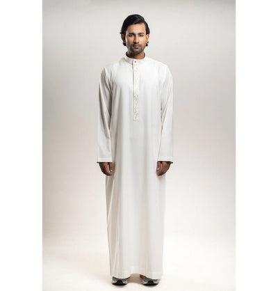 Modefa Thobe Men's Full Length Islamic Thobe 213 - Arabian Script Cream