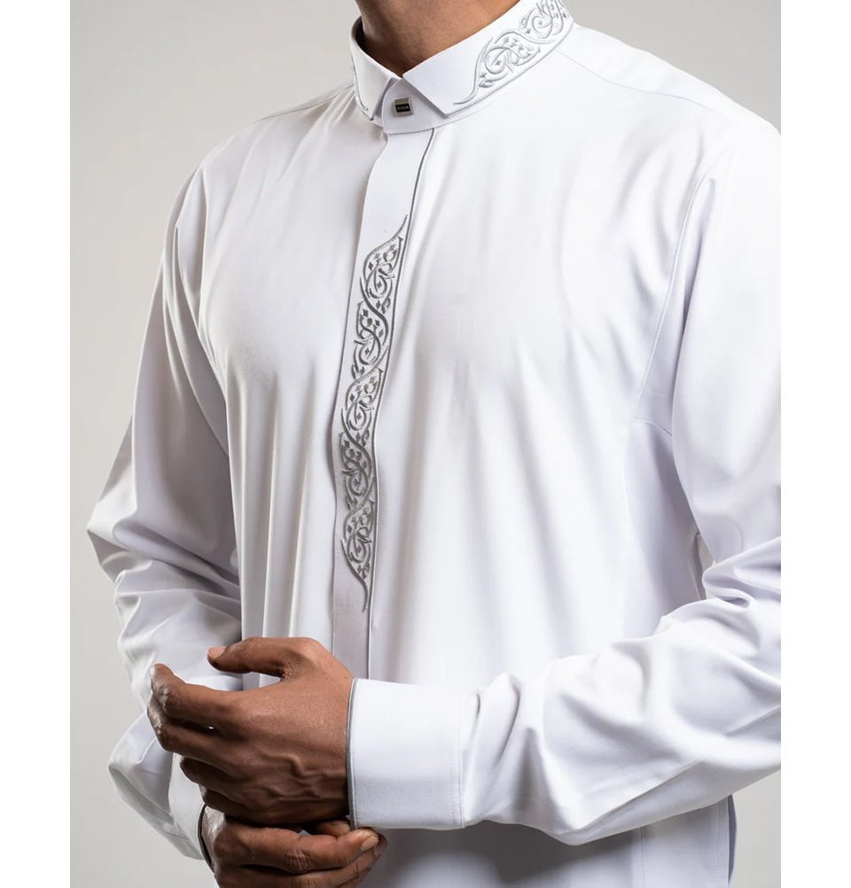 Men's Full Length Islamic Thobe 214 - Diwani White