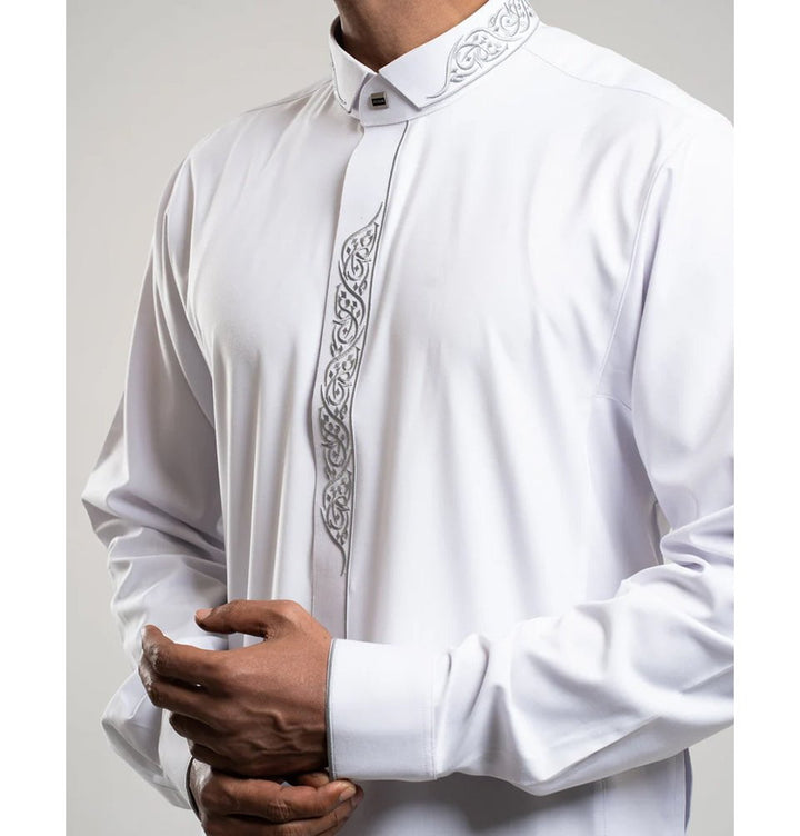 Men's Full Length Islamic Thobe 214 - Diwani White