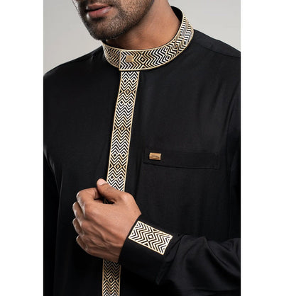Modefa Thobe Men's Full Length Islamic Thobe 215 - Berber Black