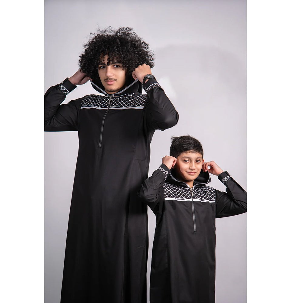 Men's Full Length Islamic Thobe 235 - Keffiyeh Black