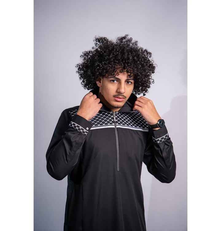 Men's Full Length Islamic Thobe 235 - Keffiyeh Black
