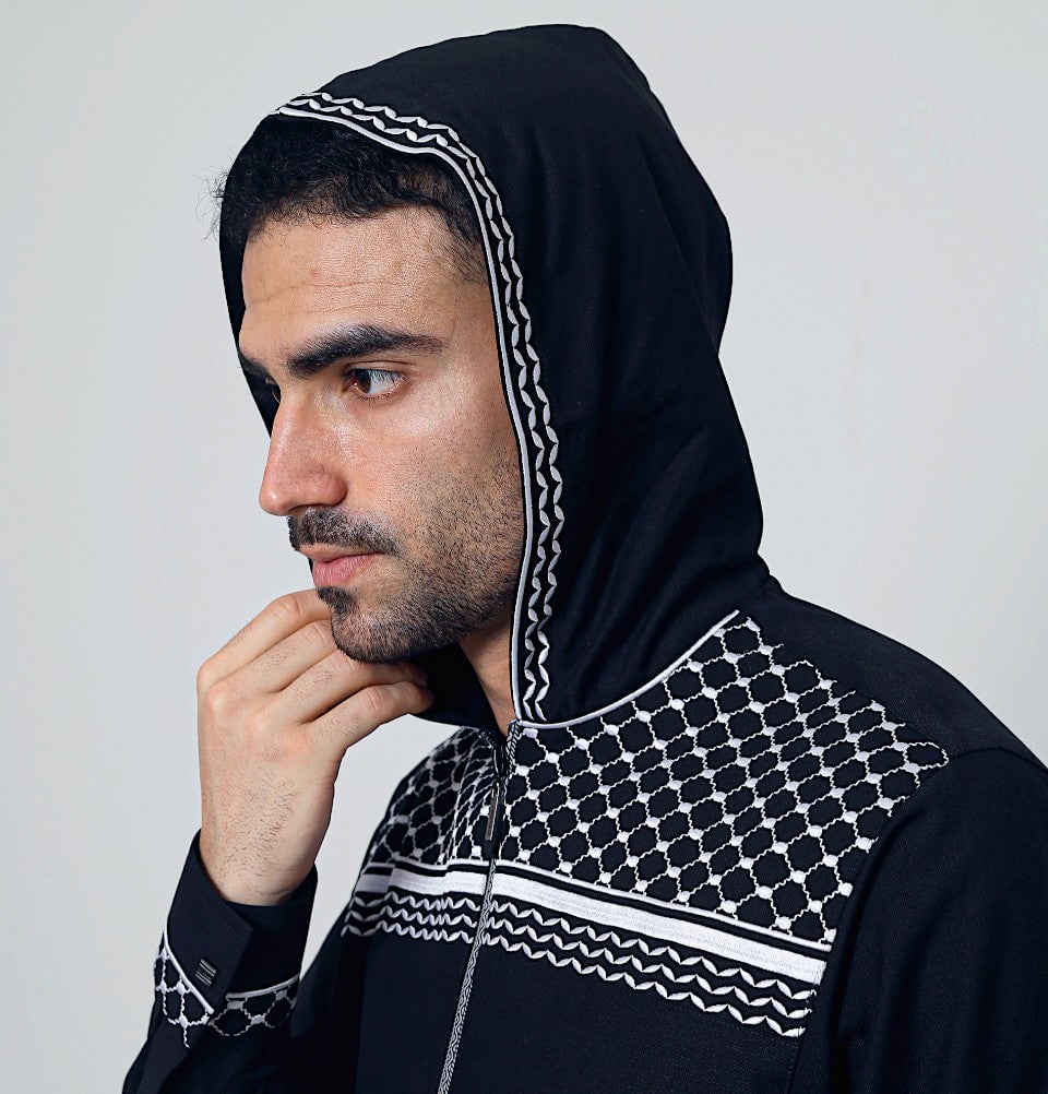 Thobe Rafah Men's Full Length Islamic Thobe 305 - Keffiyeh Black