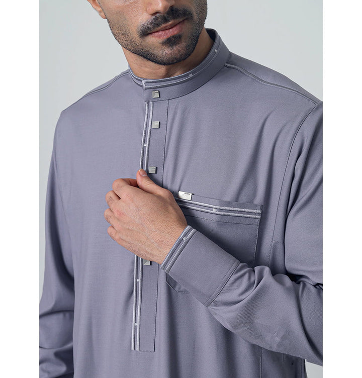 Men's Full Length Islamic Thobe 311 - Mizan Grey