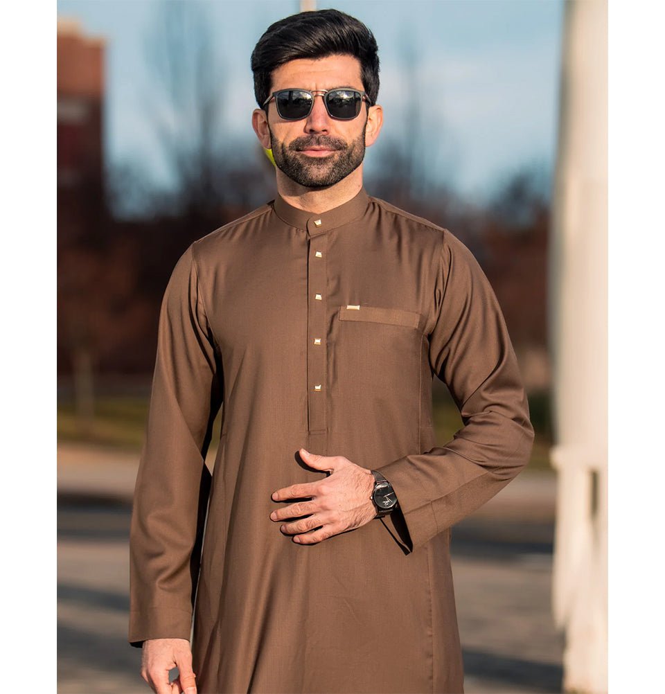 Men's Full Length Islamic Thobe 509 Standard Brown