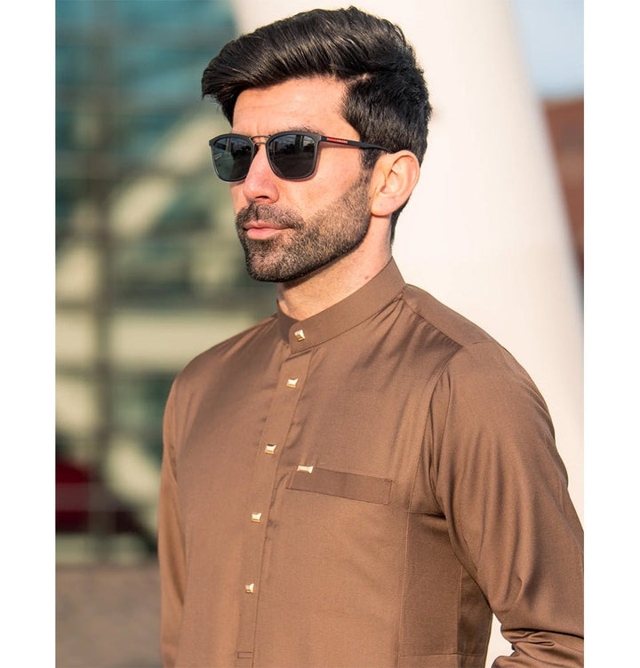 Men's Full Length Islamic Thobe 509 Standard Brown