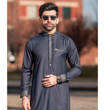 Modefa Thobe Men's Full Length Islamic Thobe Classy Casual 504 Navy
