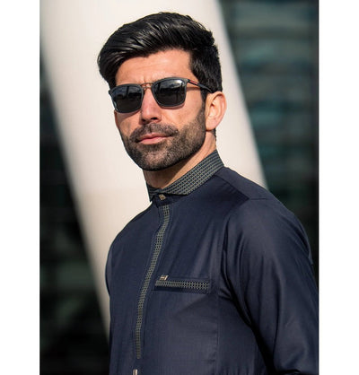 Modefa Thobe Men's Full Length Islamic Thobe Classy Casual 504 Navy
