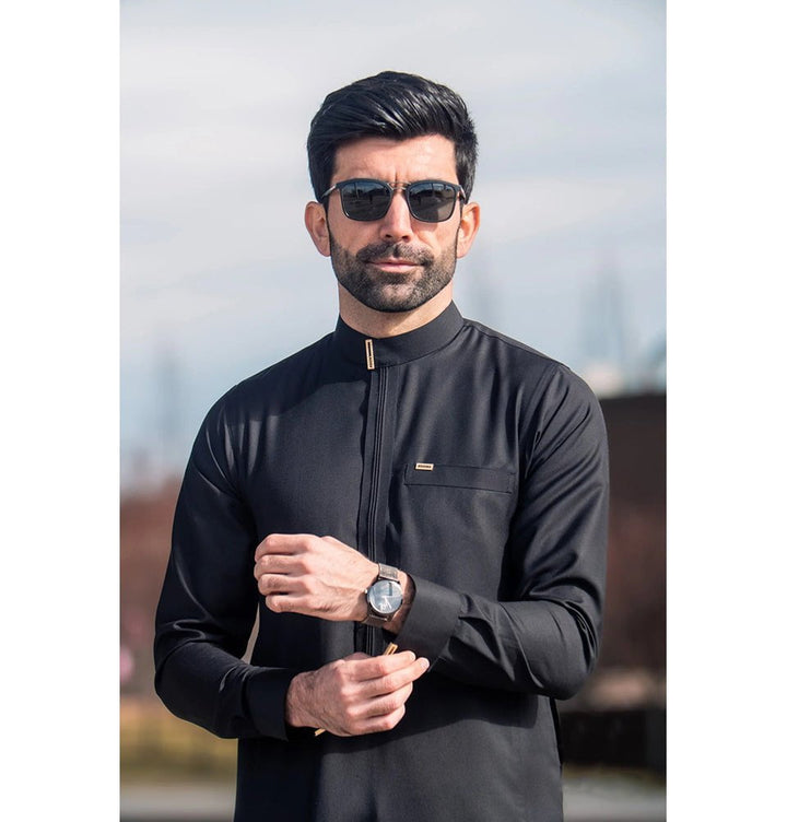 Men's Full Length Islamic Thobe Elite 507 Black