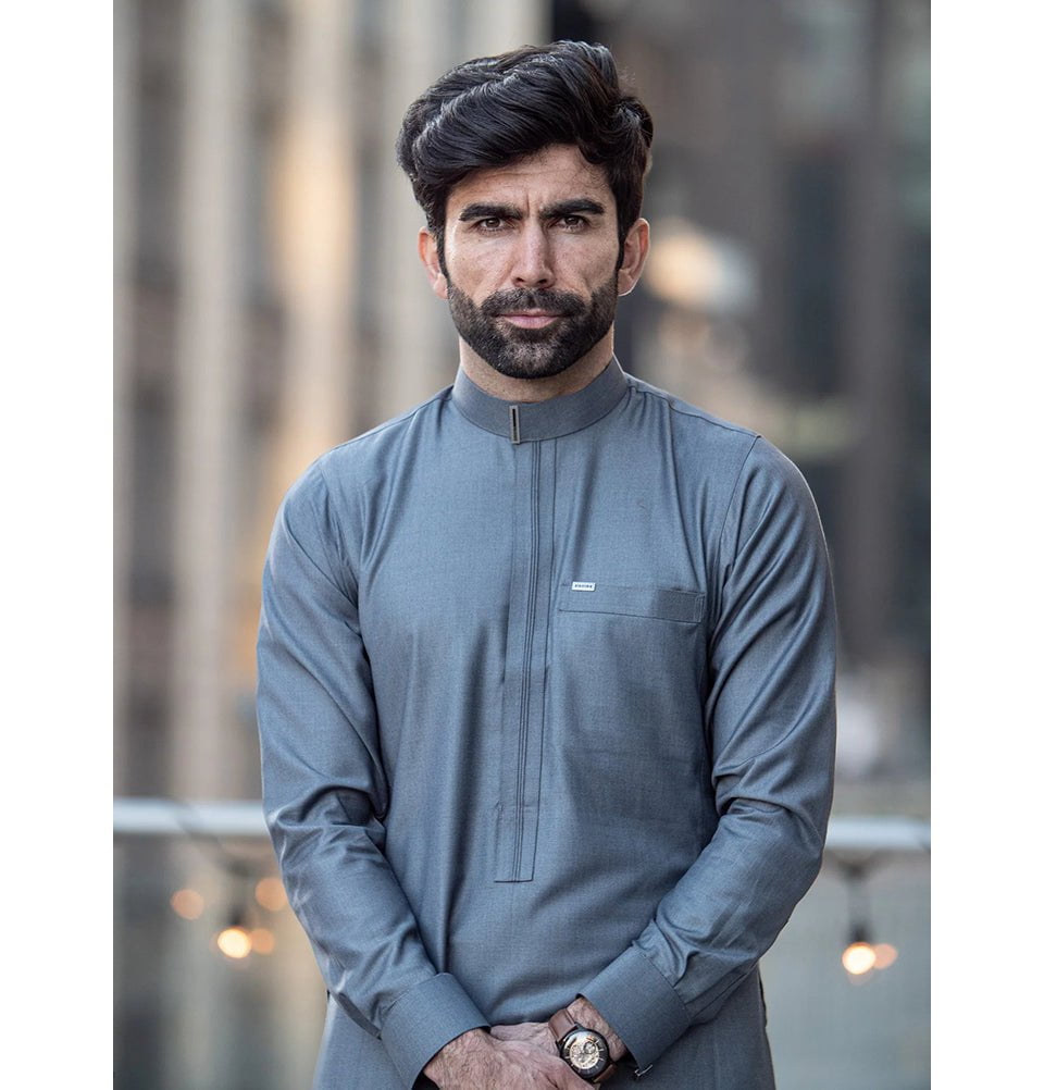 Thobe Rafah Men's Full Length Islamic Thobe Elite 507 Gray