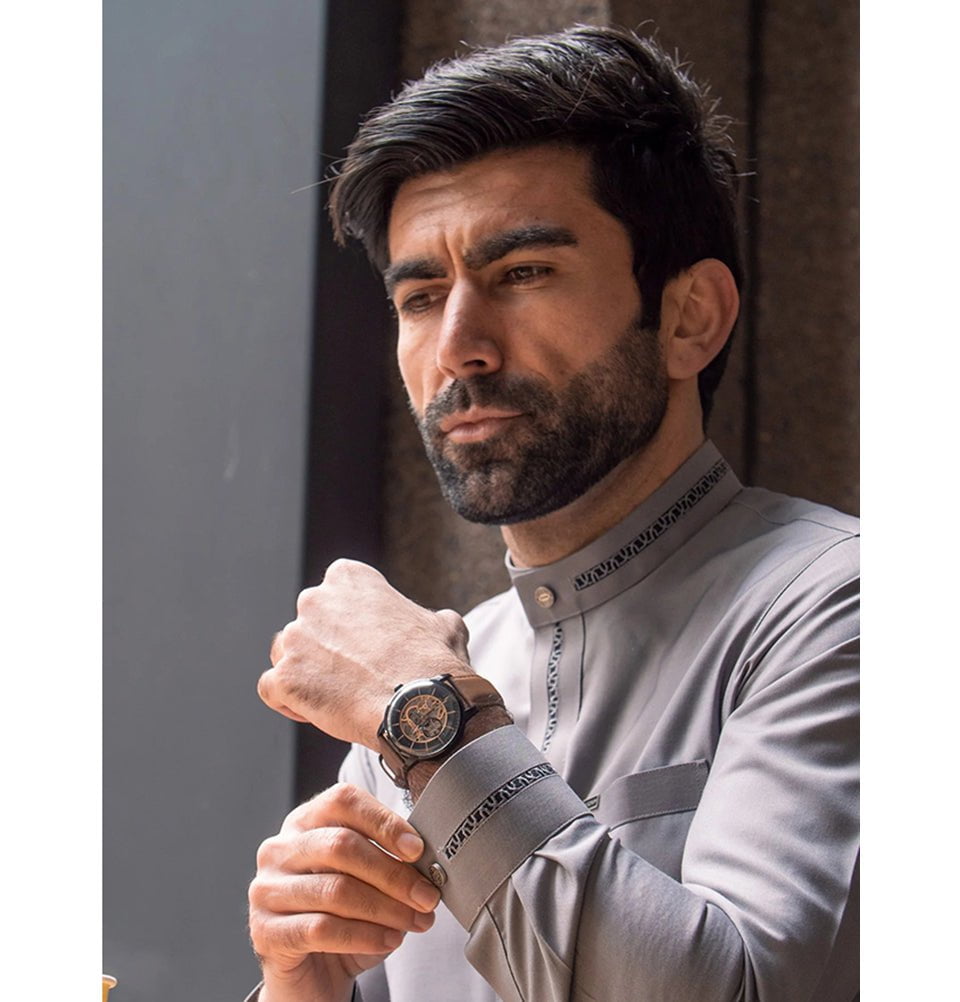 Men's Full Length Islamic Thobe Sleek 511 Gray