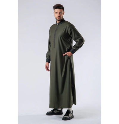 Modefa Thobe S Men's Casual Full Length Islamic Thobe LW23012 Abstract Evergreen