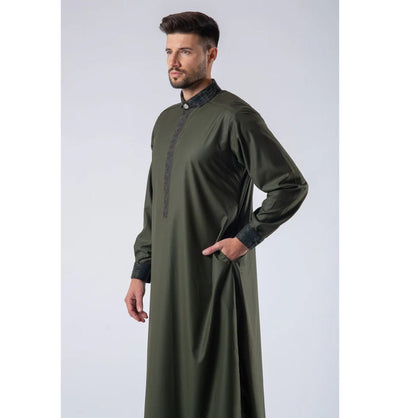 Modefa Thobe S Men's Casual Full Length Islamic Thobe LW23012 Abstract Evergreen