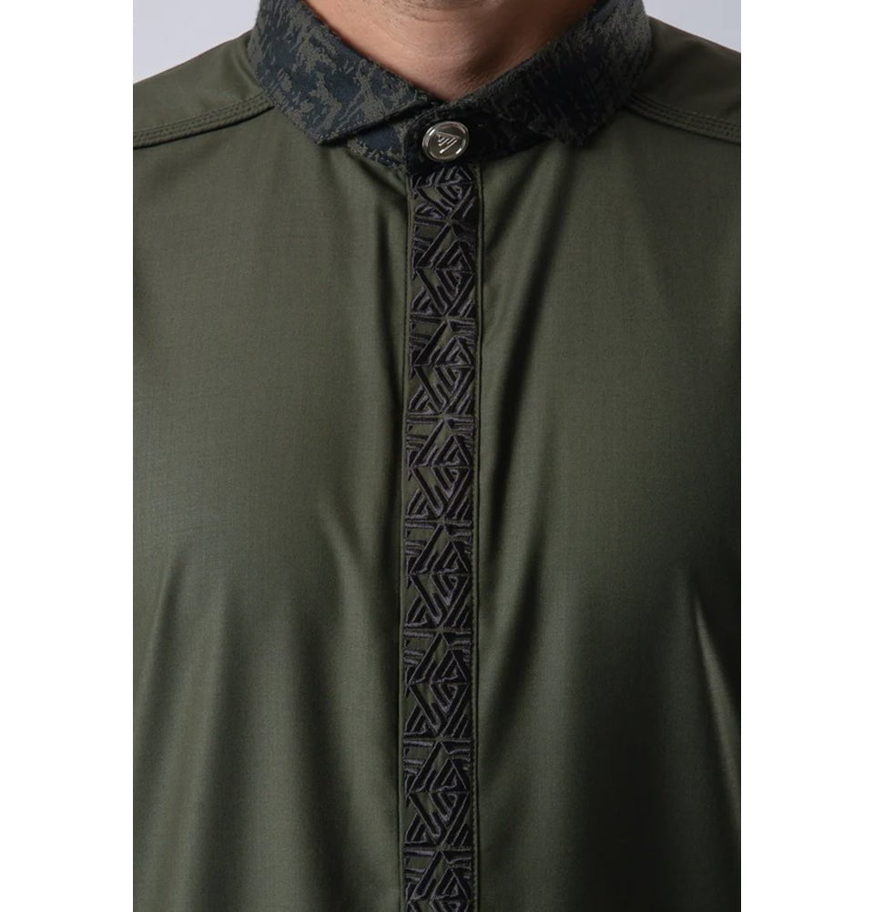 Modefa Thobe S Men's Casual Full Length Islamic Thobe LW23012 Abstract Evergreen