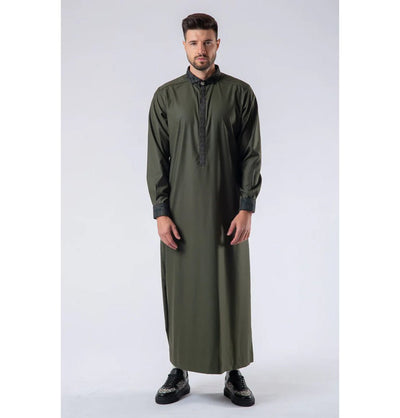 Modefa Thobe S Men's Casual Full Length Islamic Thobe LW23012 Abstract Evergreen