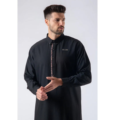 Modefa Thobe XXL Men's Casual Full Length Islamic Thobe LWR23016 Midnight Black