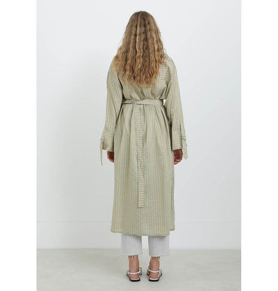 Modefa Tunic Almond Green Modest Muslim Women's Pinstripe Wide Cuff Tunic - 10701 Almond Green