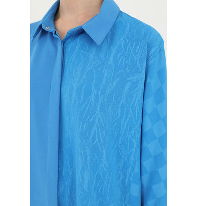 Modefa Tunic Modern Muslim Women's Collared Blouse - 10439 Blue