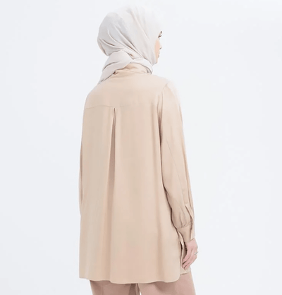 Modefa Tunic Modern Muslim Women's Front Wind Flap Tunic - M51322 Beige