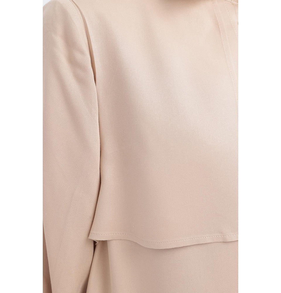 Modefa Tunic Modern Muslim Women's Front Wind Flap Tunic - M51322 Beige