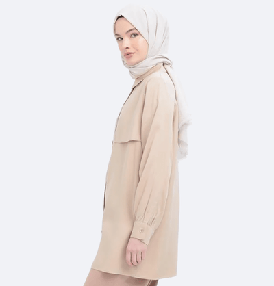 Modefa Tunic Modern Muslim Women's Front Wind Flap Tunic - M51322 Beige