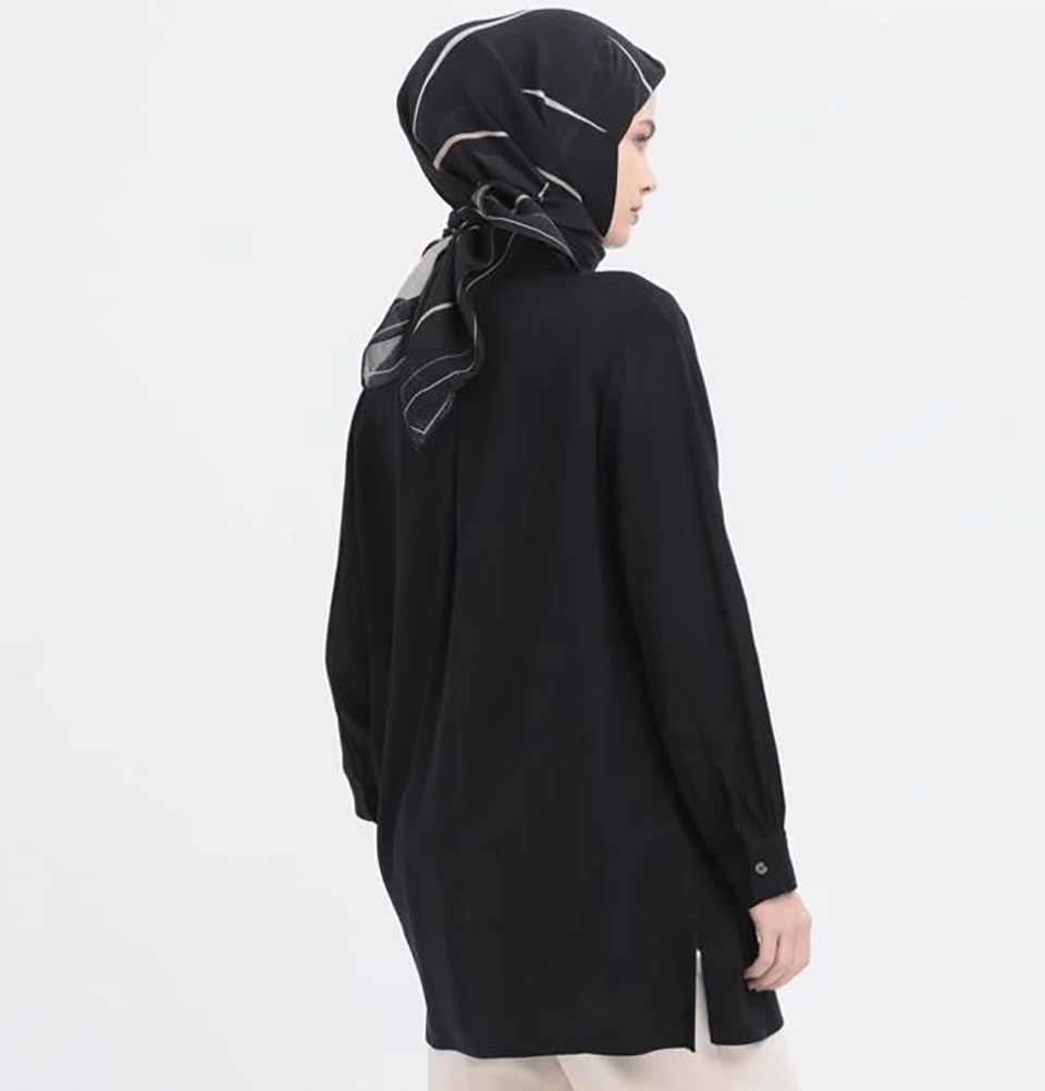Modefa Tunic Modern Muslim Women's Front Wind Flap Tunic - M51322 Black
