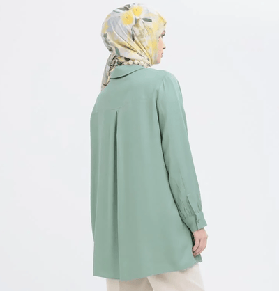 Modefa Tunic Modern Muslim Women's Front Wind Flap Tunic - M51322 Mint