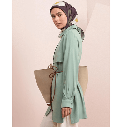 Modefa Tunic Modern Muslim Women's Front Wind Flap Tunic - M51322 Mint