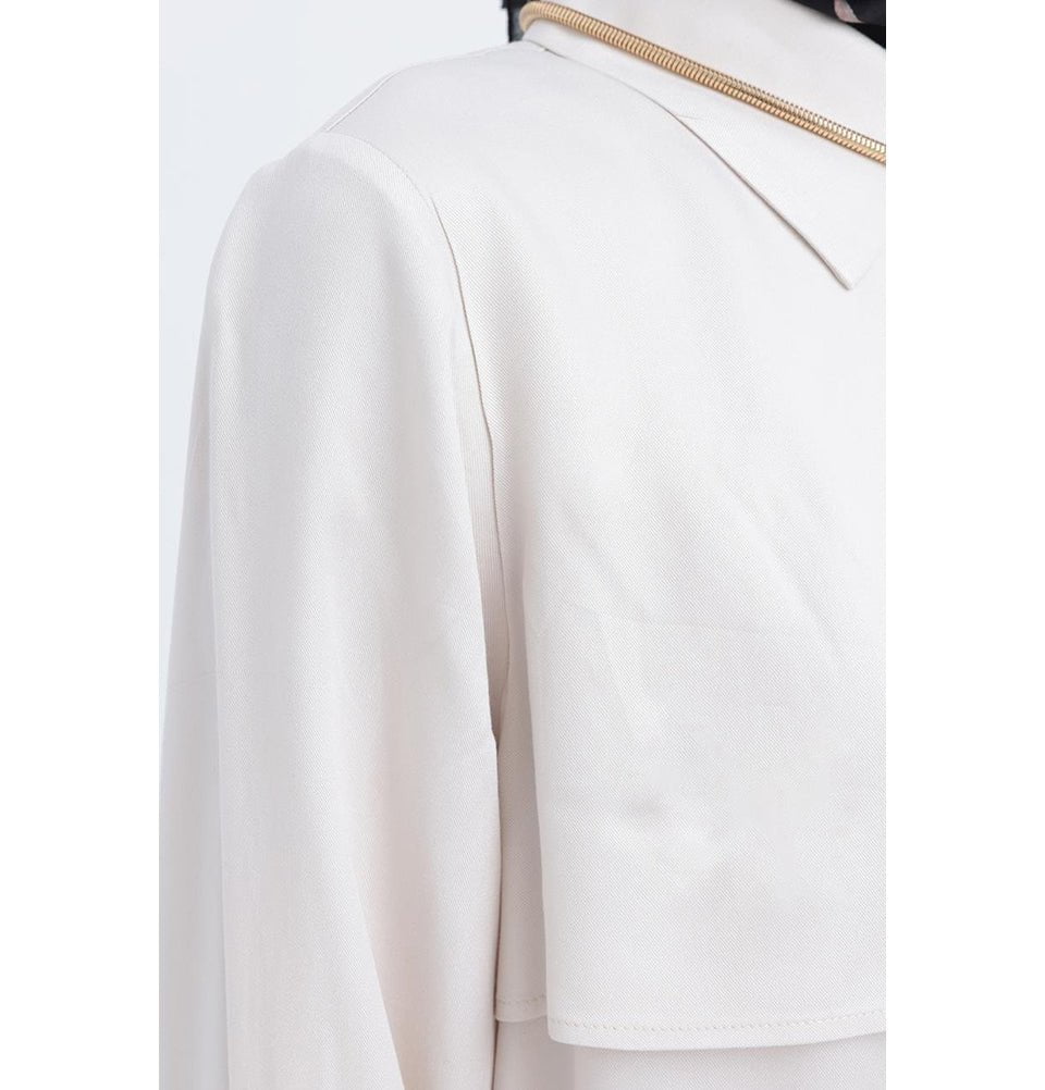 Modefa Tunic Modern Muslim Women's Front Wind Flap Tunic - M51322 Stone Beige