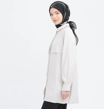 Modefa Tunic Modern Muslim Women's Front Wind Flap Tunic - M51322 Stone Beige