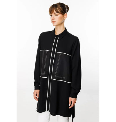 Modefa Tunic Modern Muslim Women’s High Low Hem Fashion Tunic -241872 Black