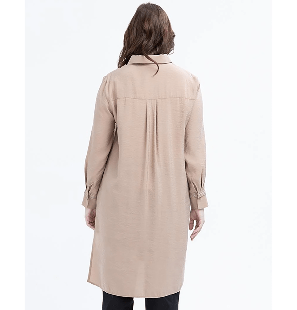 Modefa Tunic Modern Muslim Women's Modal Tunic with Lace - M51318 Mink