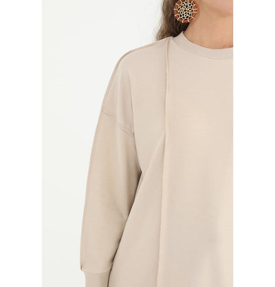 Modefa Tunic Modern Muslim Women's Outside Seam Sweater - 10512 Beige
