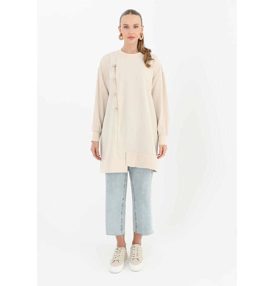 Modefa Tunic Modern Muslim Women's Ultramodern Chic Hi Lo Tunic - 10431 Beige