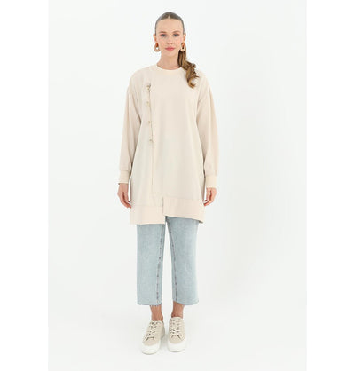 Modefa Tunic Modern Muslim Women's Ultramodern Chic Hi Lo Tunic - 10431 Beige